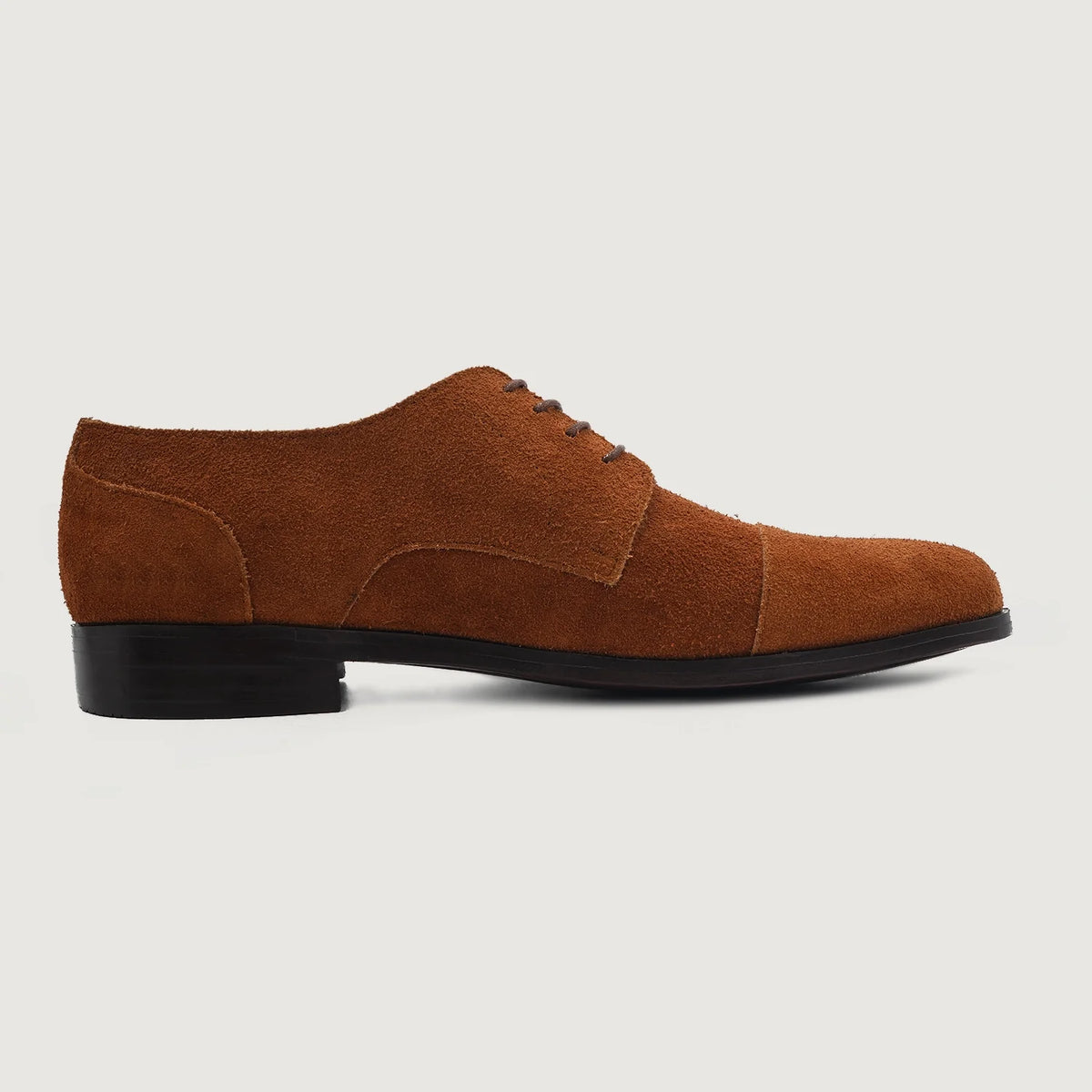 Brown Goatskin Suede Leather Shoes - グッドイヤーウェルト製法とつま先トウボックスのディテール