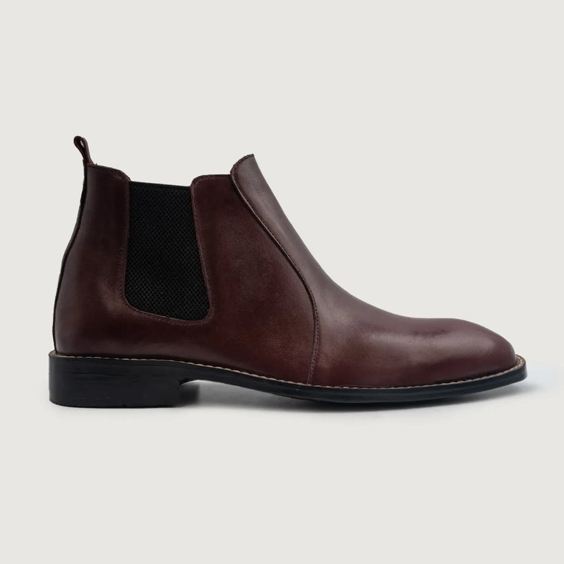 Clarkson Chelsea マルーン Leather Boots メンズ