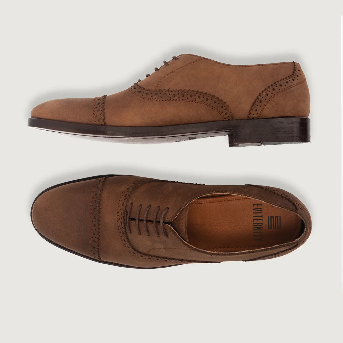 グレーson Brogues Oxford Oil Pull-up ブラウン レザーシューズ メンズ - 補強ヒールカウンターと高精度2本針ステッチのディテール