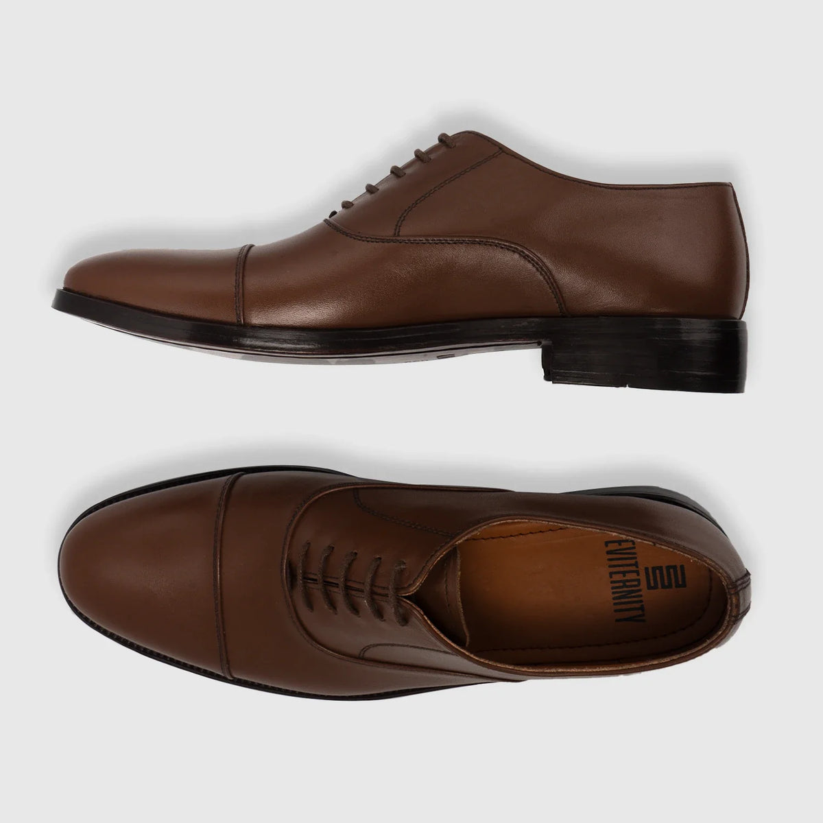 Professor Oxford ブラウン レザーシューズ メンズ For Men - 補強ヒールカウンターと高精度2本針ステッチのディテール
