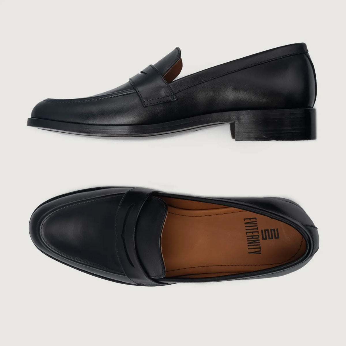 Baxton ブラック レザーローファー メンズ For Men - 補強ヒールカウンターと高精度2本針ステッチのディテール
