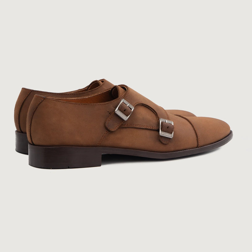 Boston Double Monk Strap Oil Pull-up ブラウン Leather Shoes メンズ