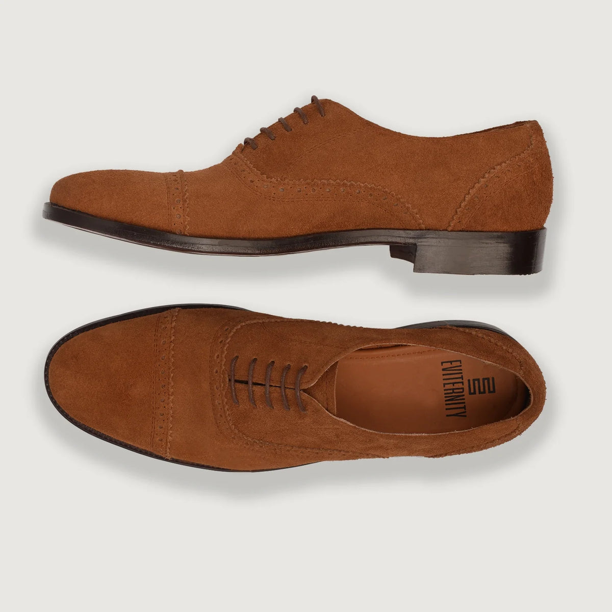 グレーson Brogues Oxford ブラウン Suede レザーシューズ メンズ For Men - 補強ヒールカウンターと高精度2本針ステッチのディテール