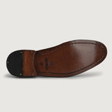 High-Traction Rubber Outsole & Lug Tread Pattern on Attorney Derby Brown Leather Shoes For Men