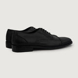 High-Traction Rubber Outsole & Lug Tread Pattern on Greyson Brogues Oxford Black Leather Shoes For Men
