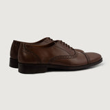 High-Traction Rubber Outsole & Lug Tread Pattern on Greyson Brogues Oxford Brown Leather Shoes For Men