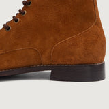 High-Traction Rubber Outsole & Lug Tread Pattern on Men's Knight Derby Brown Suede Leather Boots