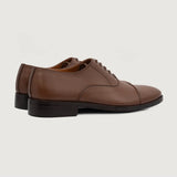 High-Traction Rubber Outsole & Lug Tread Pattern on Professor Oxford Brown Leather Shoes For Men