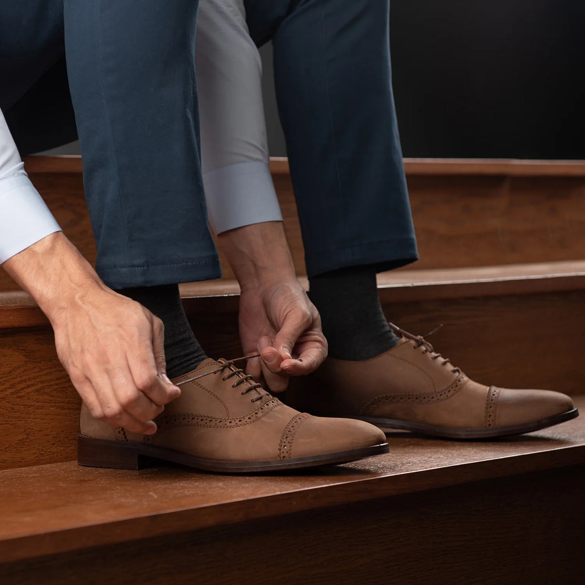 Orlaven グレーson Brogues Oxford Oil Pull-up ブラウン レザーシューズ メンズ footwear image 9