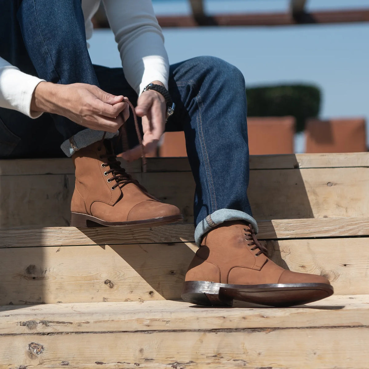 Orlaven Knight Derby Oil Pull-up ブラウン レザーブーツ メンズ footwear image 9