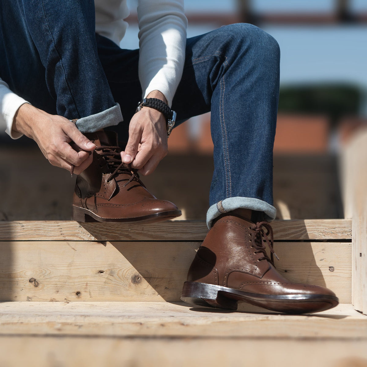 Orlaven Duster Brogues Derby ブラウン レザーブーツ メンズ footwear image 9