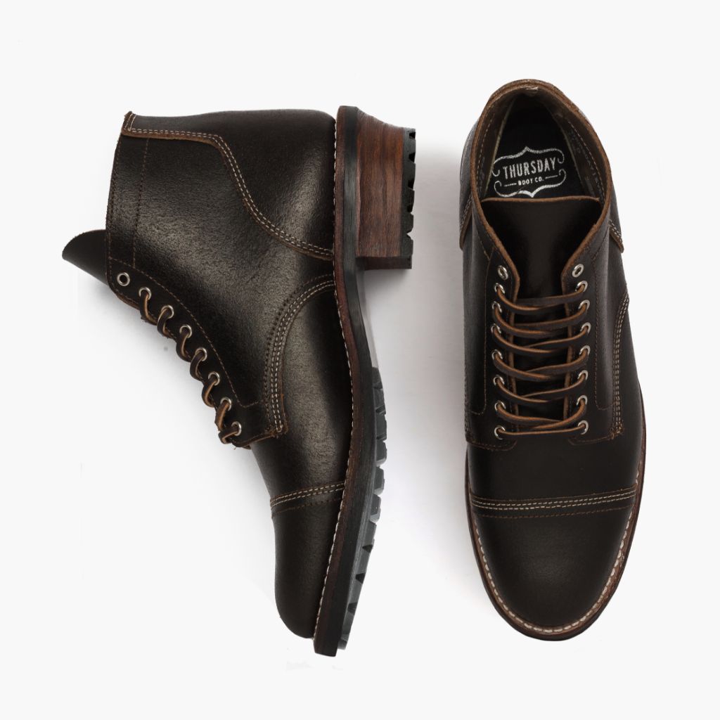 Vanguard Waxed Cacao レザーブーツ メンズ For Men - 補強ヒールカウンターと高精度2本針ステッチのディテール