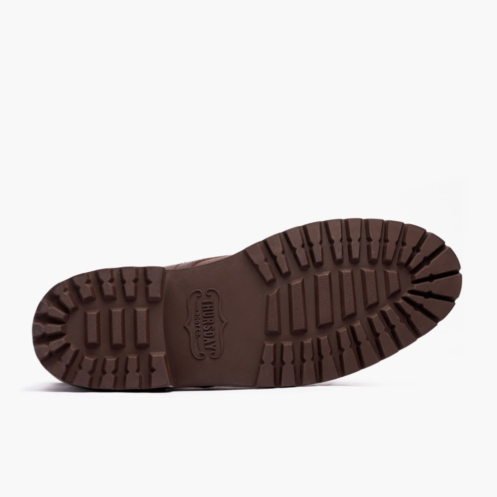 High-Traction Rubber Outsole & Lug Tread Pattern on Captain StormKing® ウイスキー レザーブーツ メンズ