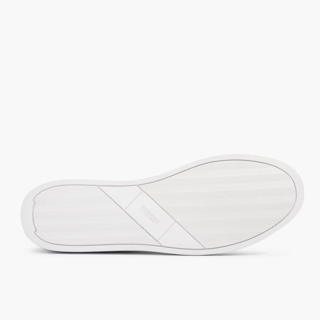 High-Traction Rubber Outsole & Lug Tread Pattern on Encore ホワイト レザースニーカー メンズ