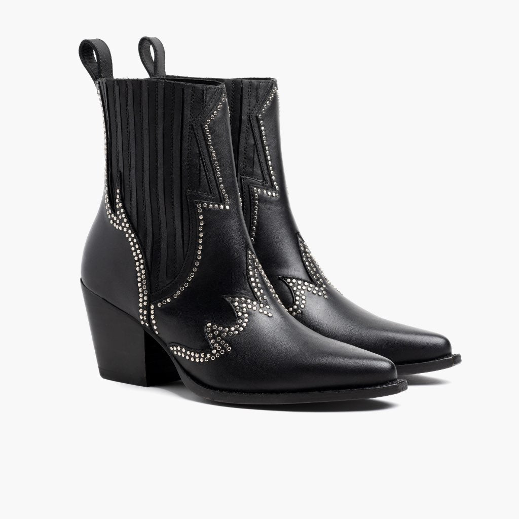 Black Full-Grain leather Boots - グッドイヤーウェルト製法とつま先トウボックスのディテール