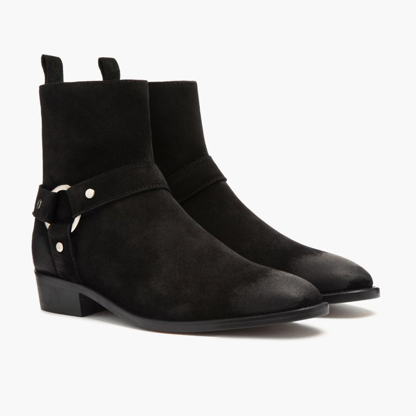 Harness ブラック Suede レザーブーツ メンズ