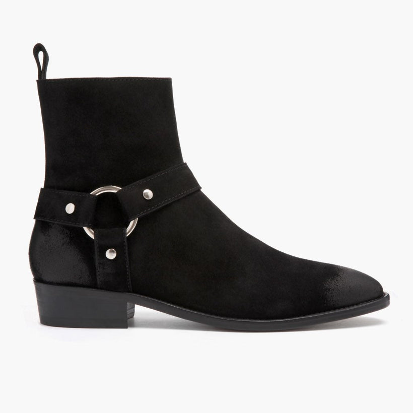 Harness ブラック Suede レザーブーツ メンズ