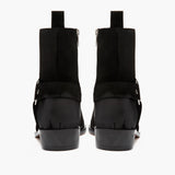 High-Traction Rubber Outsole & Lug Tread Pattern on Harness Black Suede Leather Boots