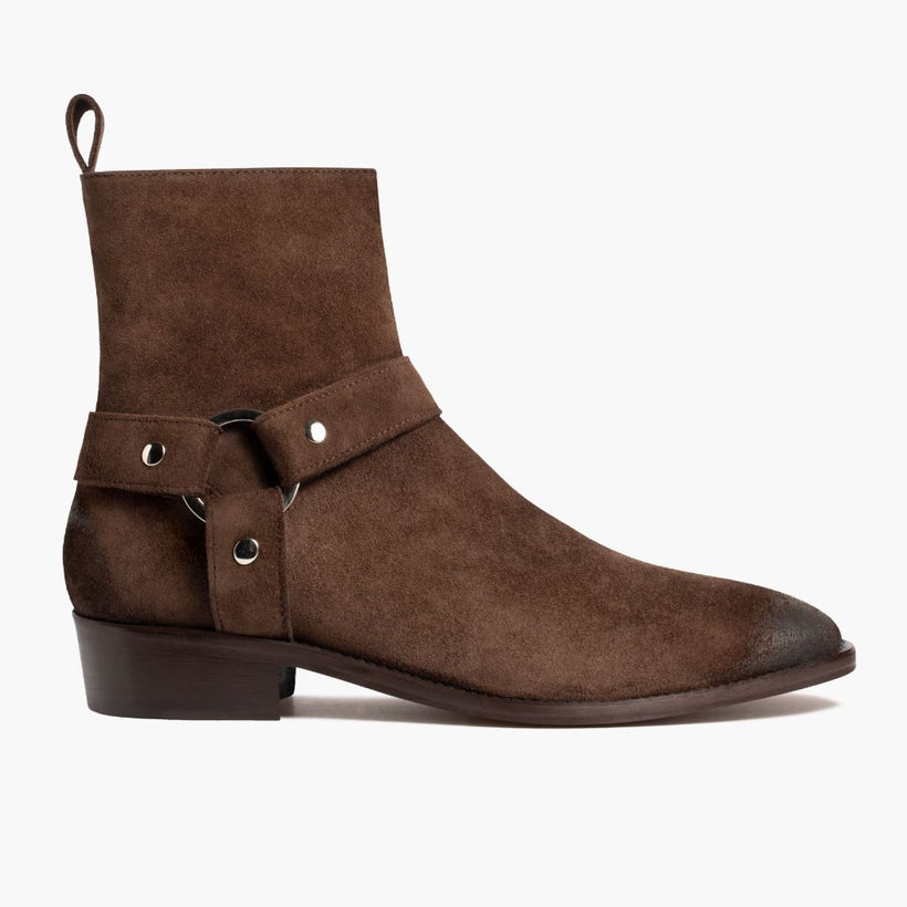 Harness ダークブラウン Suede レザーブーツ メンズ