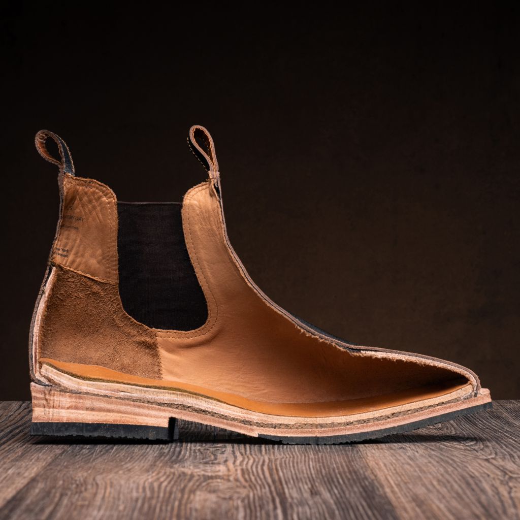 High-Traction Rubber Outsole & Lug Tread Pattern on Journeyman Snuff Reverse レザーブーツ メンズ
