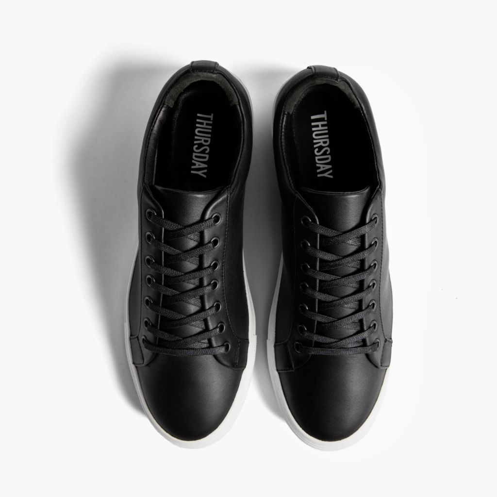 Premier Low Top ブラック レザースニーカー メンズ For Men - 補強ヒールカウンターと高精度2本針ステッチのディテール