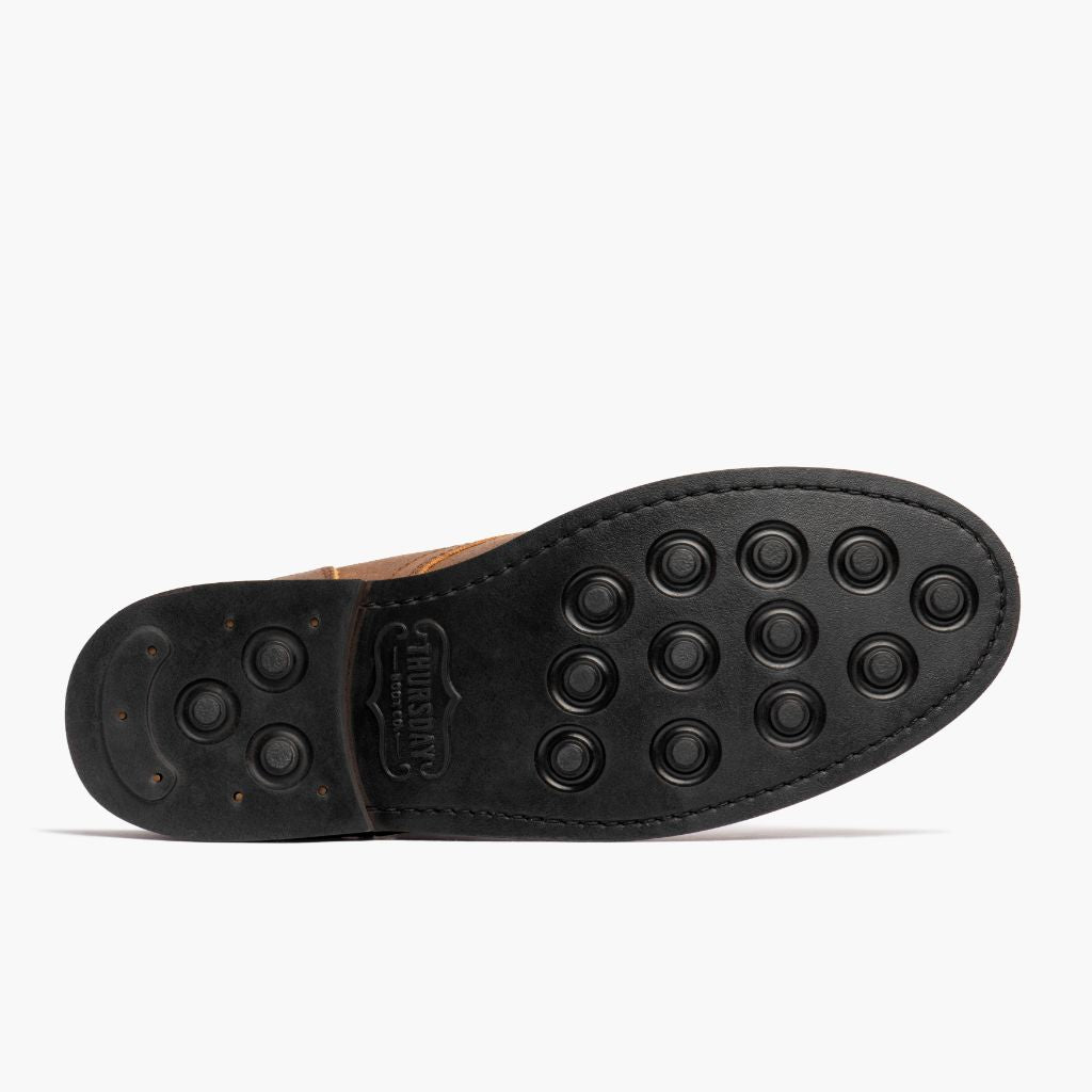 High-Traction Rubber Outsole & Lug Tread Pattern on President サファリ レザーブーツ メンズ For Men