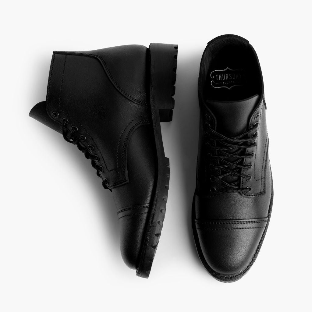 Vanguard ブラック Waxed Roughout レザーブーツ メンズ For Men - 補強ヒールカウンターと高精度2本針ステッチのディテール