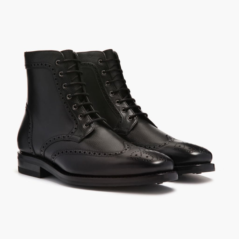 Wingtip ブラック Leather Boots メンズ