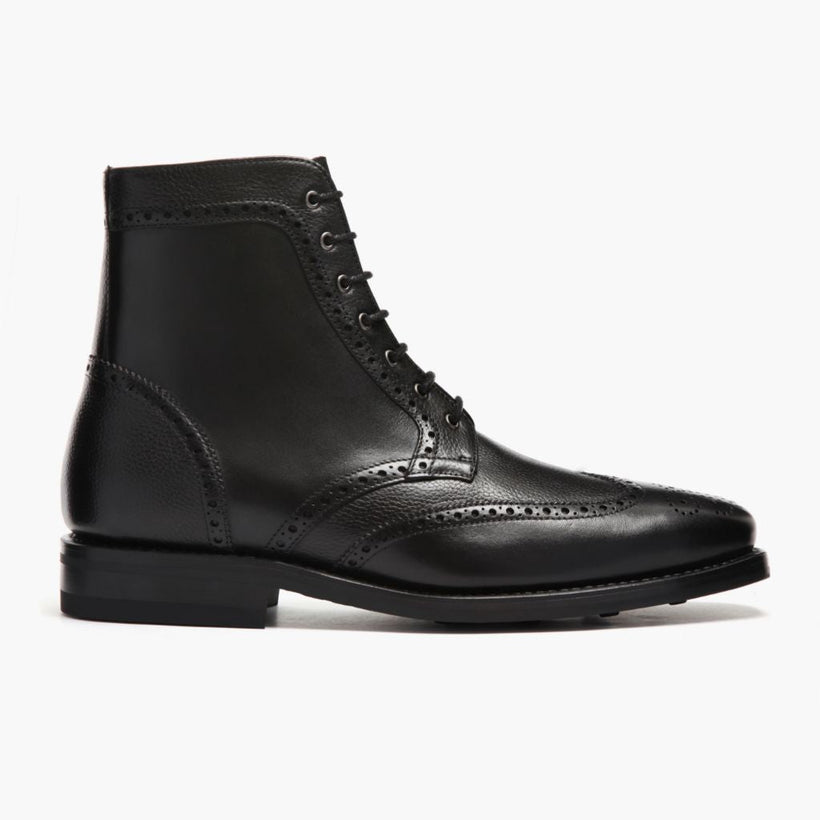 Wingtip ブラック Leather Boots メンズ
