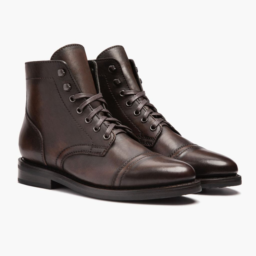 Captain ブラック Coffee Leather Boots レディース