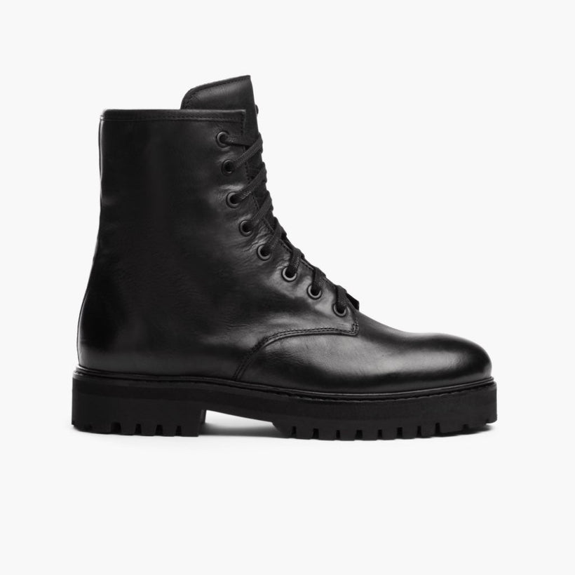 Combat ブラック Leather Boots レディース
