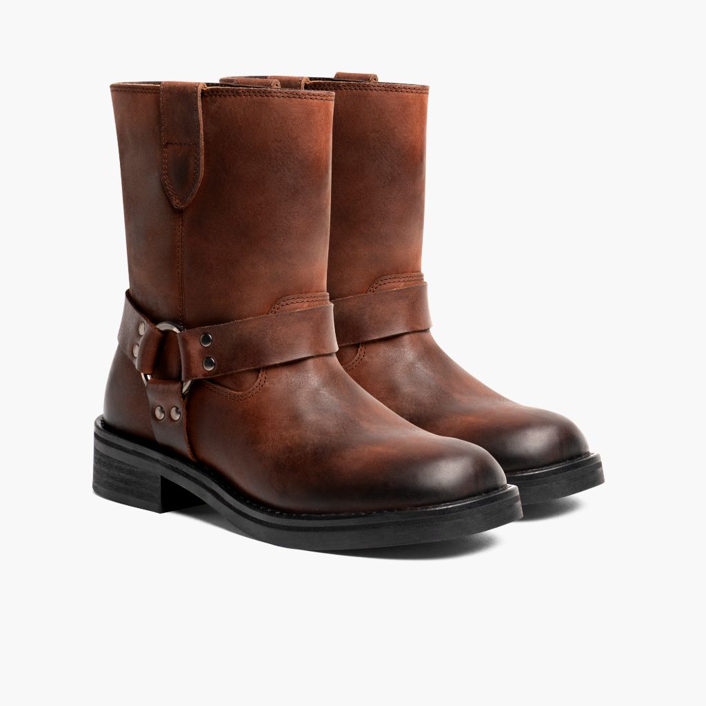 Brown Full-Grain leather Boots - グッドイヤーウェルト製法とつま先トウボックスのディテール