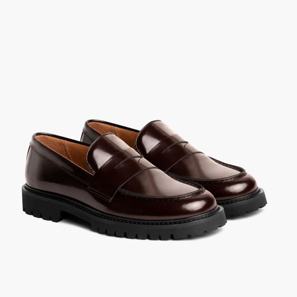Penny バーガンディ レザーブーツ レディース in Burgundy Full-Grain Leather - 側面ビュー | 公式オンライン通販