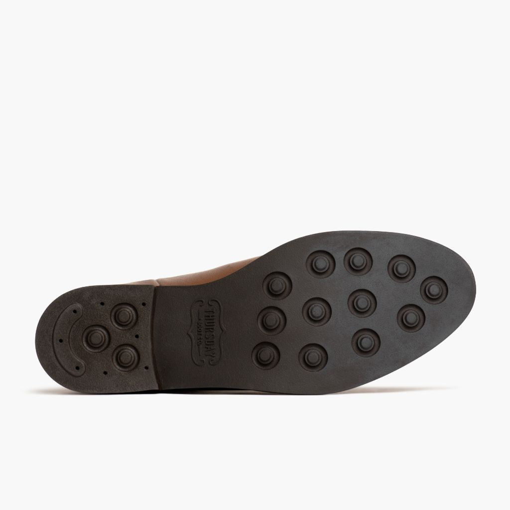 High-Traction Rubber Outsole & Lug Tread Pattern on Duchess アンバーウィート レザーブーツ レディース