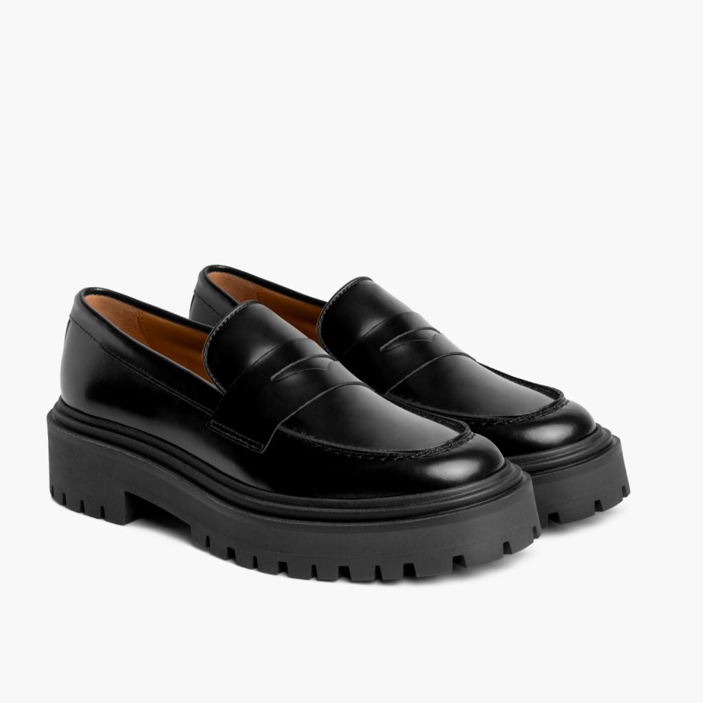 Penny Platform ブラック レザーローファー レディース ブラック カウハイド本革 - 側面ビュー | 公式オンライン通販