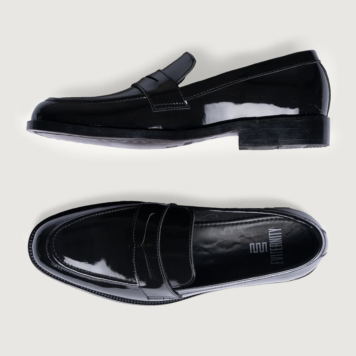 Baxton ブラック Patent レザーローファー メンズ For Men - 補強ヒールカウンターと高精度2本針ステッチのディテール