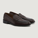 Baxton Burnished Brown Leather Loafers For Men in Burnished Brown Full-Grain Leather - Lateral Side Profile View | Buy Online