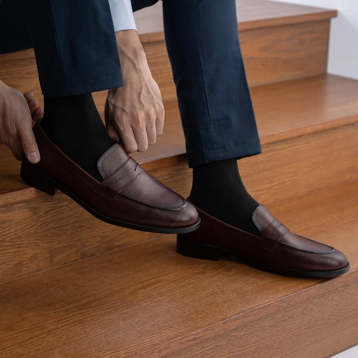 Orlaven Baxton Burnished ブラウン レザーローファー メンズ footwear image 10