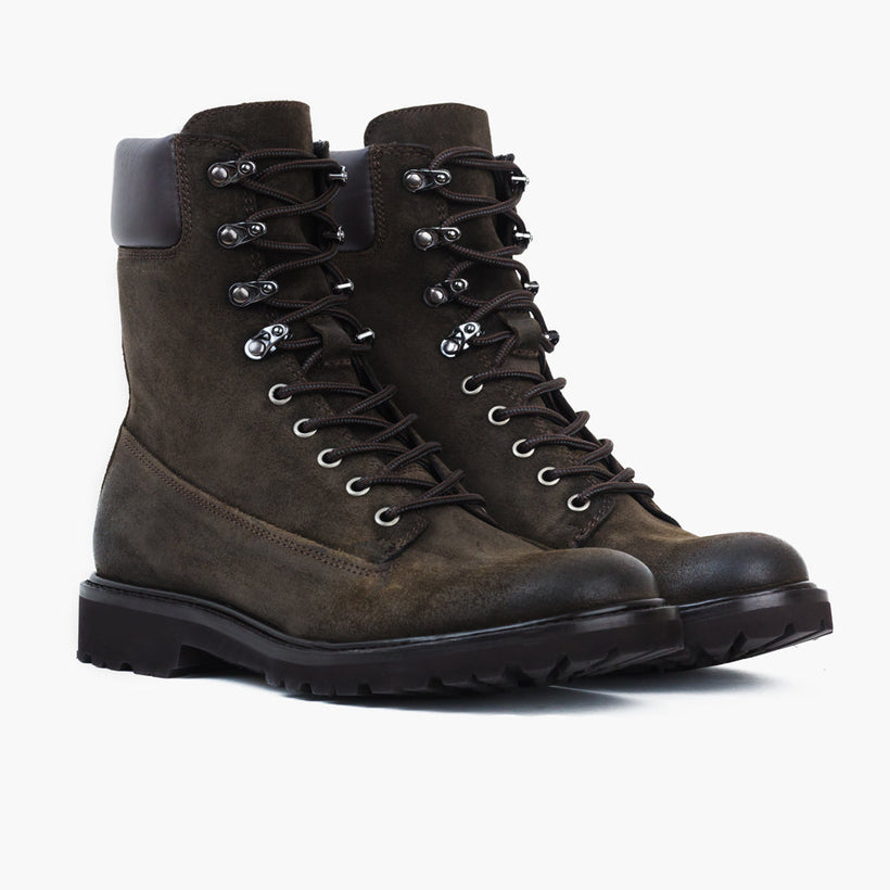 Explorer Dark Olive Suede Leather Boots メンズ