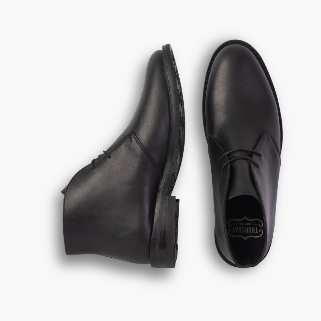 Scout ブラック レザーブーツ メンズ For Men - 補強ヒールカウンターと高精度2本針ステッチのディテール