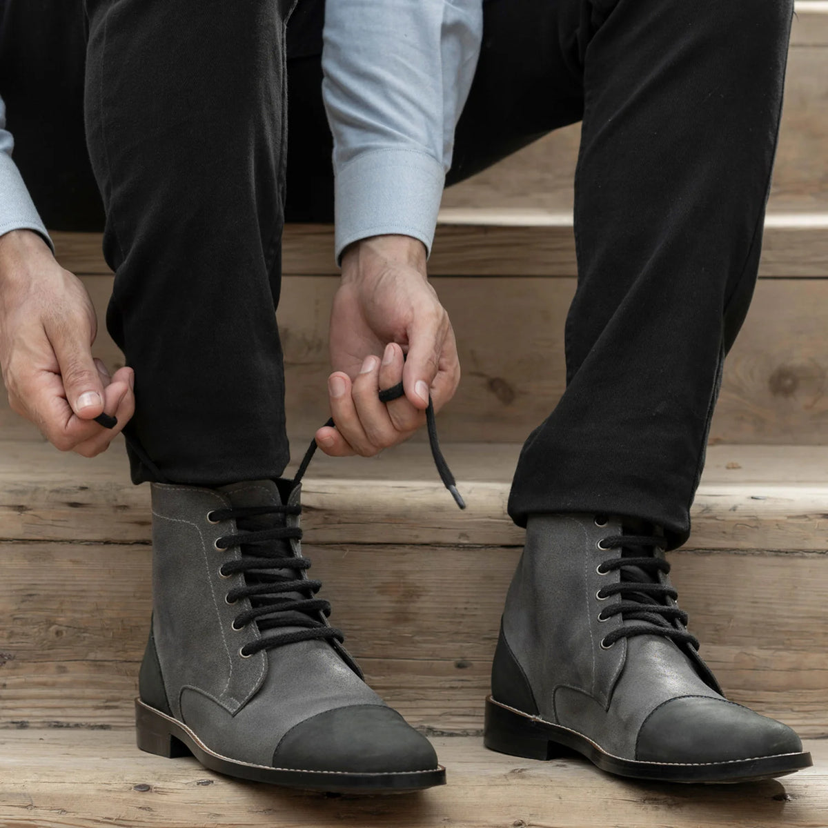 Orlaven Knight Derby グレー & ブラック レザーブーツ - StudGuard メンズ footwear image 10
