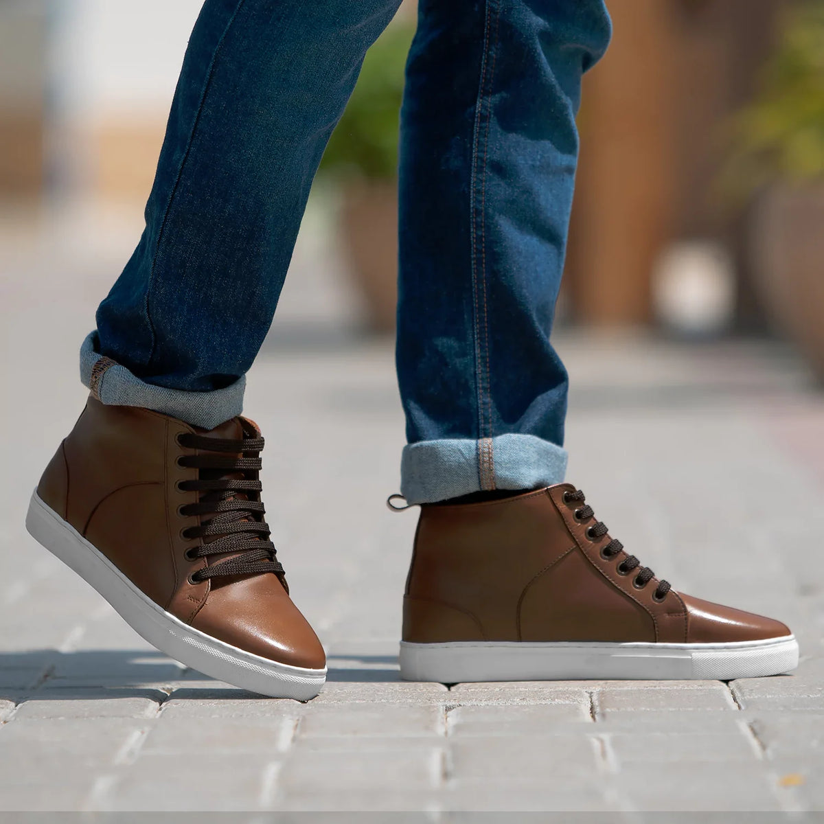 Orlaven Marty High Top タン レザースニーカー メンズ footwear image 9