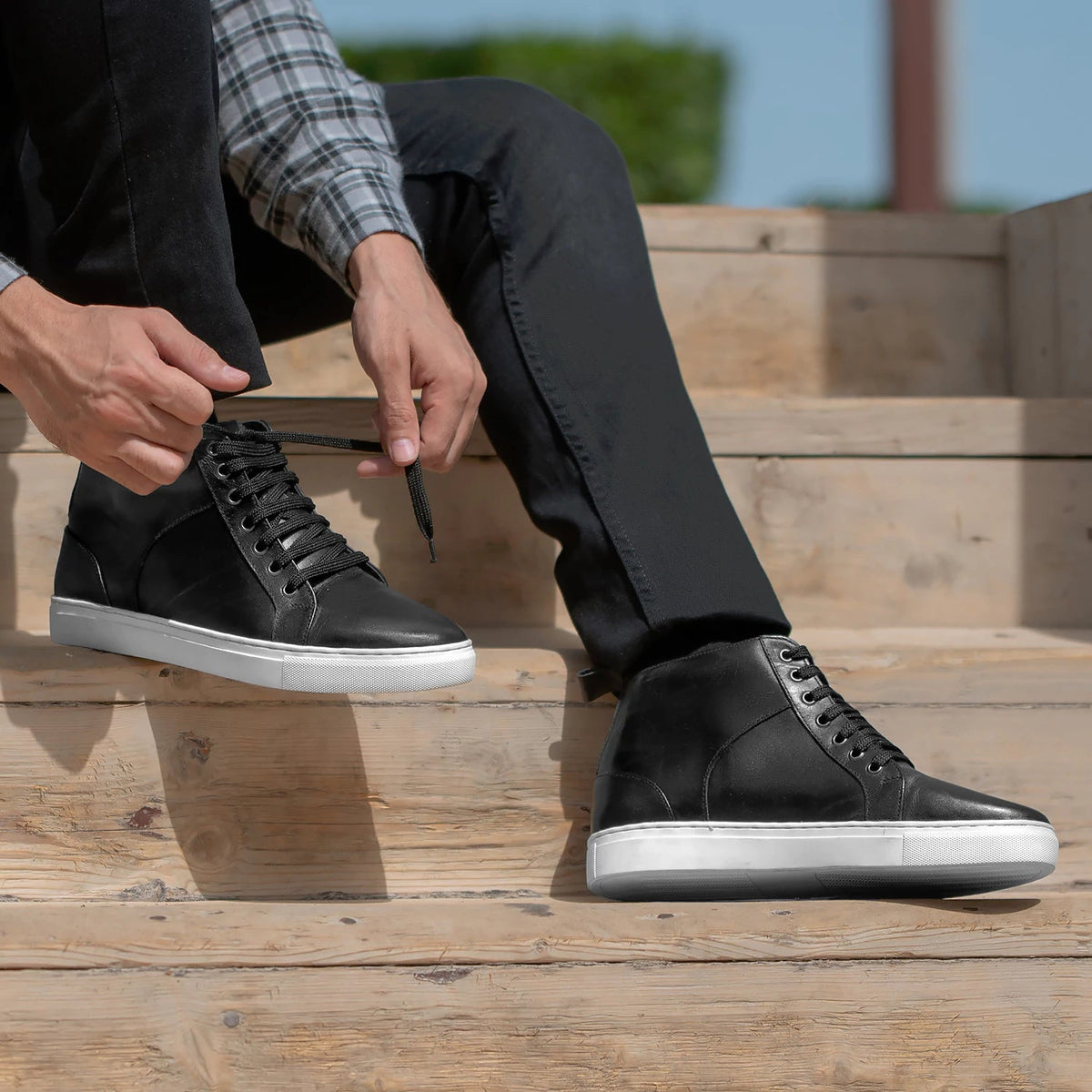 Orlaven Marty High Top ブラック レザースニーカー メンズ footwear image 10