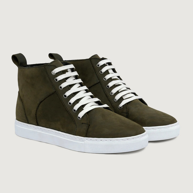Marty High Top Olive Pullup レザースニーカー メンズ