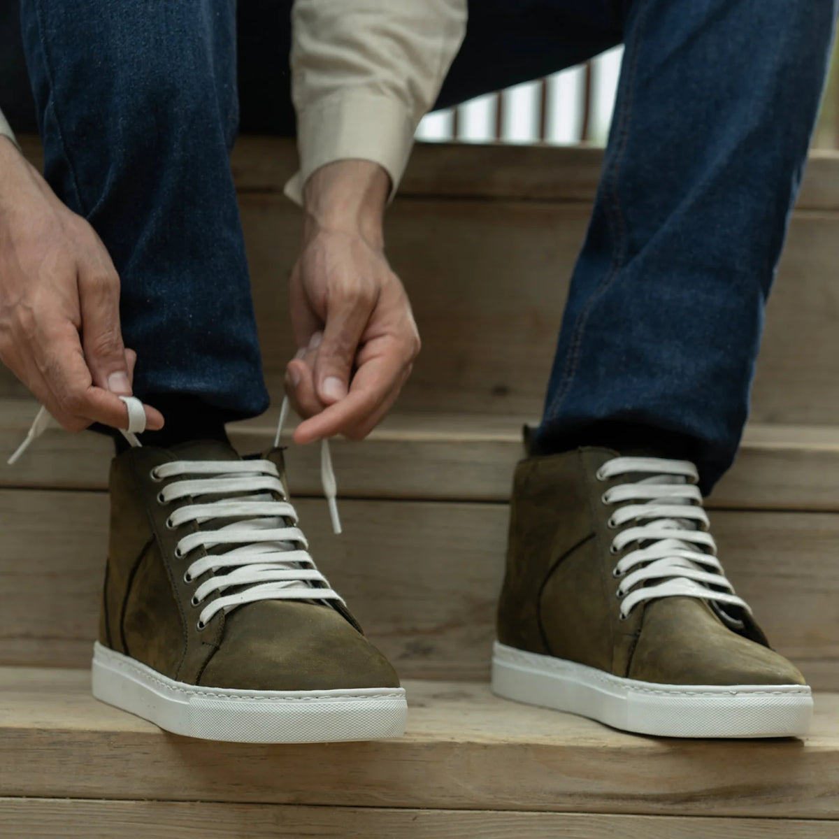 Orlaven Marty High Top Olive Pullup レザースニーカー メンズ footwear image 10