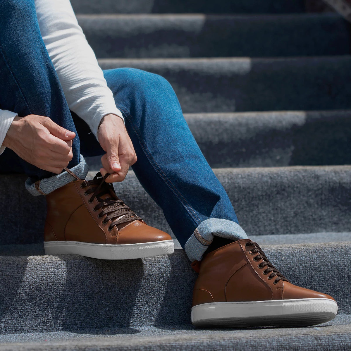 Orlaven Marty High Top タン レザースニーカー メンズ footwear image 10