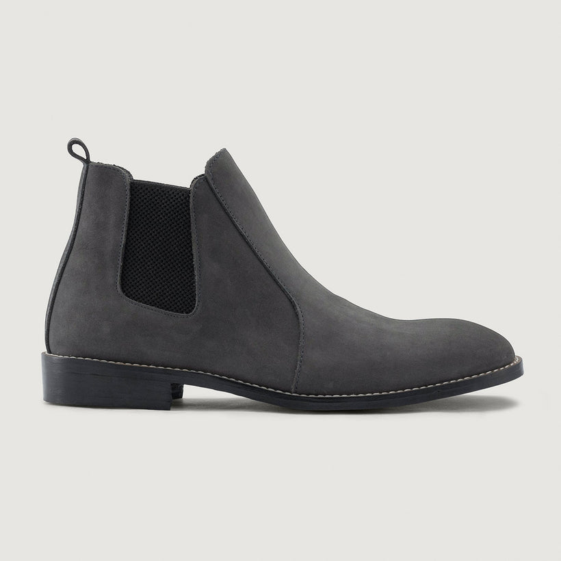 Clarkson Chelsea Grey Nubuck Leather Boots - StudGuard メンズ