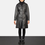 
Alexis ブラック Single Breasted レザーコート レディース in Black Cowhide Leather - 正面スタイル＆テーラードシルエット | 公式オンライン通販