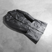 
Open Hem & Hem Craftsmanship Construction Detail on Alexis ブラック Single Breasted レザーコート レディース