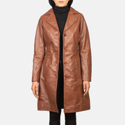 
Alexis ブラウン Single Breasted レザーコート レディース in Brown Cowhide Leather - 正面スタイル＆テーラードシルエット | 公式オンライン通販